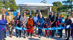 Houston Metro leadership elected officials and community partners cut the ribbon on the first of the modernized shelters in the area.