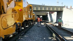 The snowfighter, seen in the foreground, was on the Yellow Line track for training ahead of winter. The snowfighter, seen in the foreground, was on the Yellow Line track for training ahead of winter.