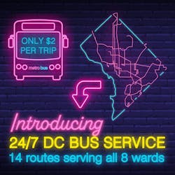 WMATA Metrobus 24/7 service graphic. WMATA Metrobus 24/7 service graphic.