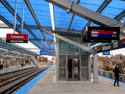 An elevator to the platform at CTA's Wilson Station. An elevator to the platform at CTA's Wilson Station.