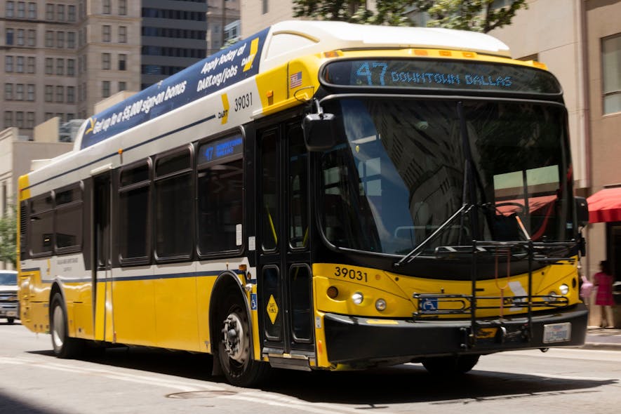 The route 47 Dallas Area Rapid Transit bus rides down Commerce Street in downtown Dallas on Friday, June 30, 2023. As DART slowly grows its ridership to pre-pandemic levels, focusing on service and frequency are cost-effective ways to significantly improve its ability to attract and retain passengers.