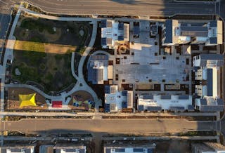 A portion of the Mirasol Village affordable housing community is seen by drone under various phases of construction on June 29, 2022, in Sacramento near Richards Boulevard in the River District. A proposed sales tax ballot measure to fund affordable housing in Sacramento County has apparently been shelved.