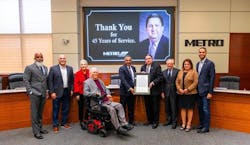 The Houston Metro Board of Directors honored retiring President and CEO Tom Lambert for his remarkable 45 years of service to the authority.