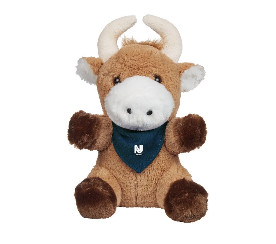 A stuffed version of Ricardo the Bull is available at NJ Transit&apos;s store.