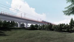 A rendering showing the 1.5-kilometer (0.93-mile) elevated section of the project.