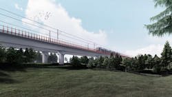 A rendering showing the 1.5-kilometer (0.93-mile) elevated section of the project. A rendering showing the 1.5-kilometer (0.93-mile) elevated section of the project.