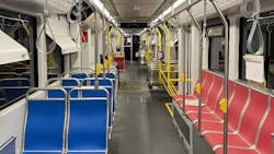 New seating arrangement in LRV4 vehicles with seats facing the front or rear. New seating arrangement in LRV4 vehicles with seats facing the front or rear.