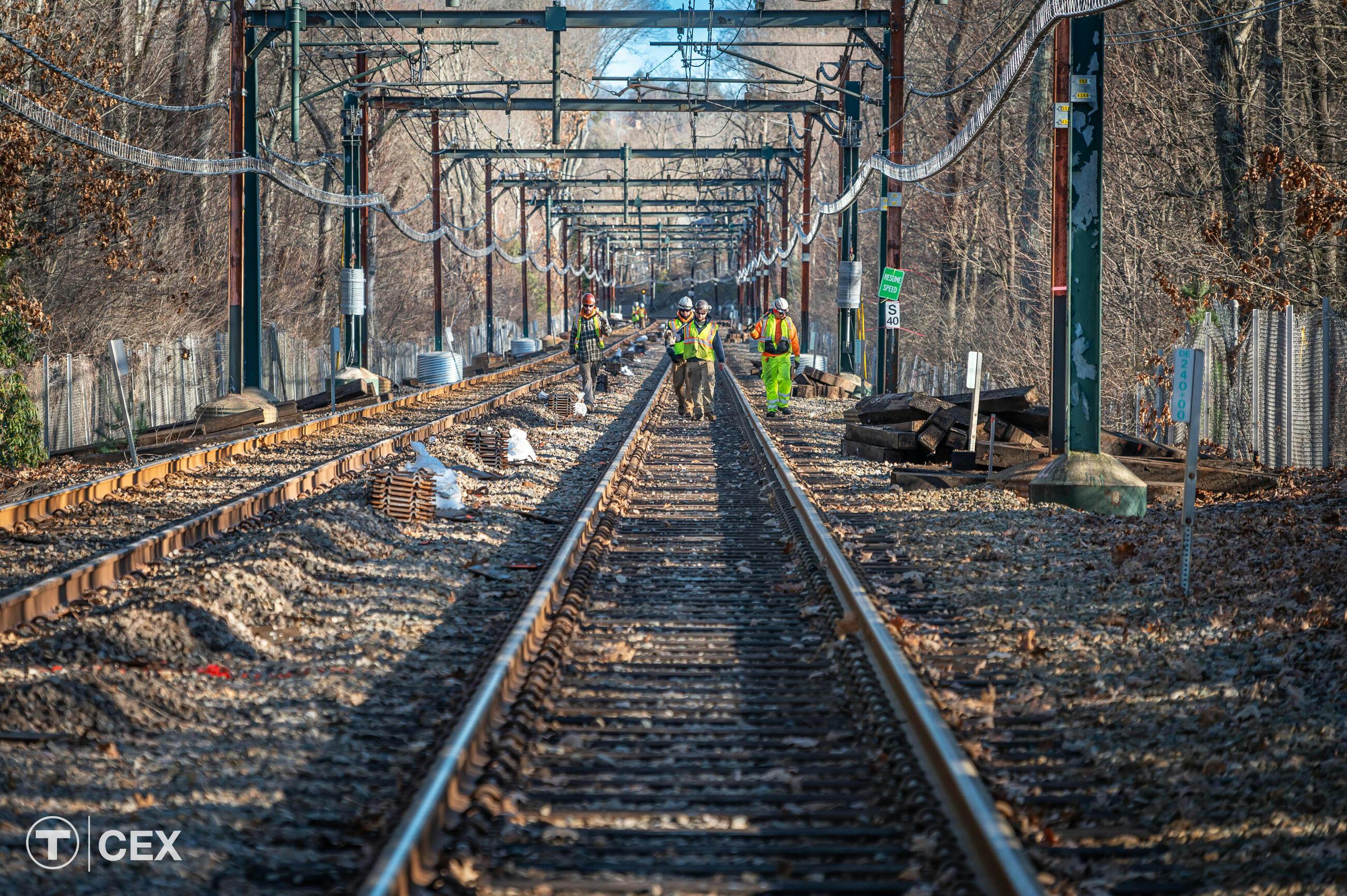 Crews performed track work on the Green Line D branch.