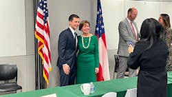Sec. Buttigieg with CAT Executive Director and CEO Faye DiMassimo. Sec. Buttigieg with CAT Executive Director and CEO Faye DiMassimo.