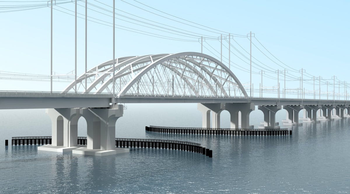 A rendering of the new Susquehanna River Rail Bridge.