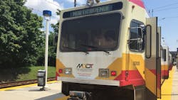 MDOT MTA light-rail vehicle. MDOT MTA light-rail vehicle.