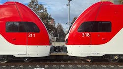 Caltrain has completed 1,000 miles of testing along its corridor on three of its eventual 23 electric train sets. Caltrain has completed 1,000 miles of testing along its corridor on three of its eventual 23 electric train sets.
