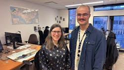 From left to right: Marie-Soleil Cloutier, full professor and director of the INRS Urbanisation Culture Société Research Center, with urban studies master’s candidate Philippe Brodeur-Ouimet in the LAPS Laboratory in Montreal. From left to right: Marie-Soleil Cloutier, full professor and director of the INRS Urbanisation Culture Société Research Center, with urban studies master’s candidate Philippe Brodeur-Ouimet in the LAPS Laboratory in Montreal.