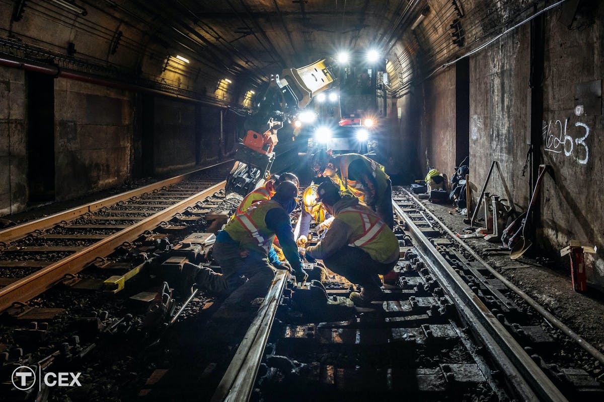 Crews performed track and rail resurfacing work within the tunnel during the Green Line shutdown.