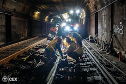Crews performed track and rail resurfacing work within the tunnel during the Green Line shutdown.