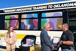 The ROC bus was donated by Oklahoma City Embark and retrofitted with new signage, digital screens and an educational interior setup.