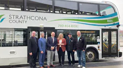 Strathcona County officials celebrate funding for the replacement of 25 buses.