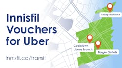 The Town of Innisfil, Ontario, has launched an eight-month transit pilot program. The Town of Innisfil, Ontario, has launched an eight-month transit pilot program.