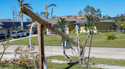 Downed power lines in Cape Coral Florida after Hurricane Ian passed through.