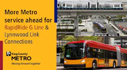 King County Metro service adjustments for RapidRideG Line and Lynnwood Link graphic.