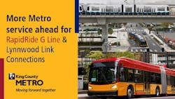 King County Metro service adjustments for RapidRideG Line and Lynnwood Link graphic.