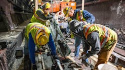 Crews repaired concrete slabs along the Red Line track area. Crews repaired concrete slabs along the Red Line track area.