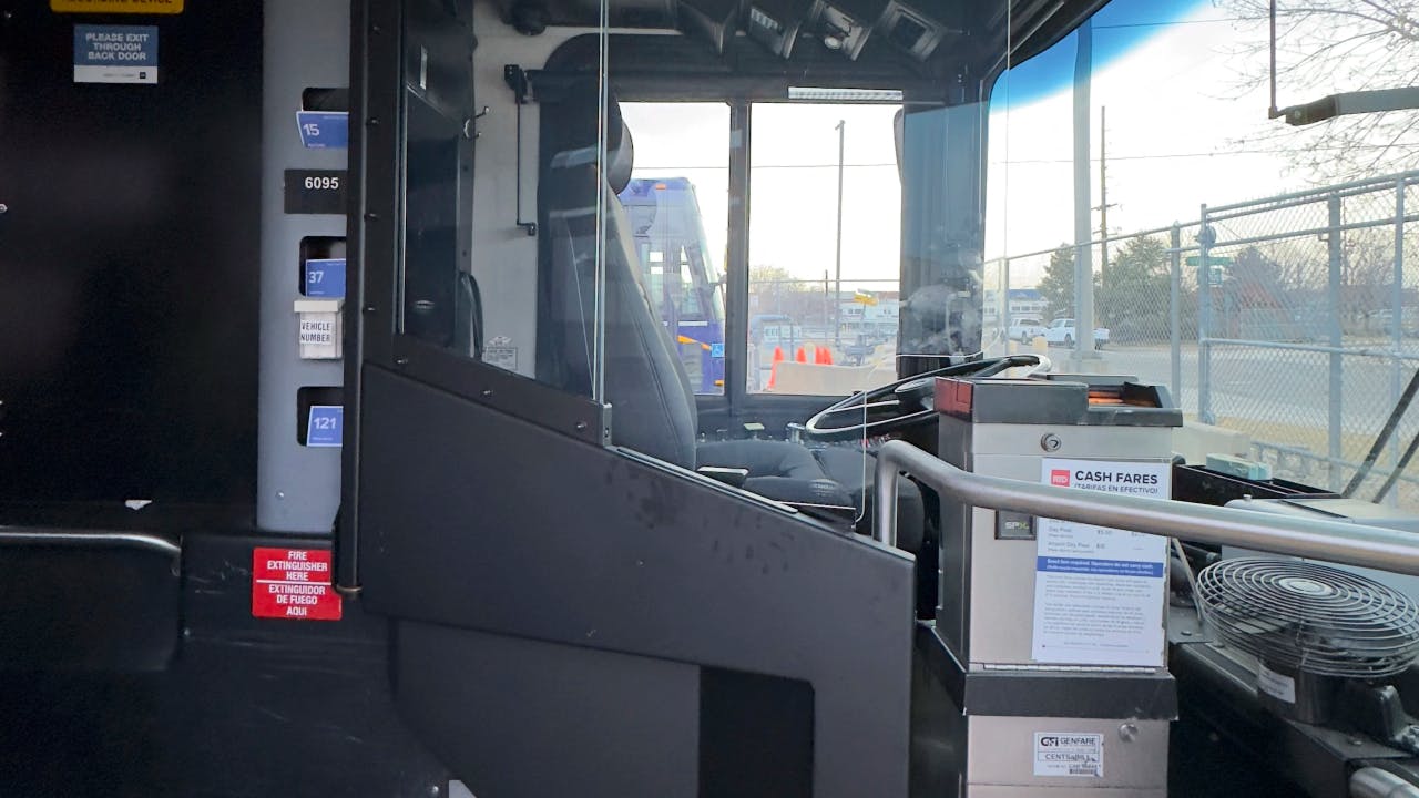 New safety shield on Denver RTD bus.
