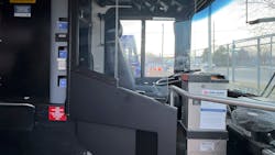 New safety shield on Denver RTD bus. New safety shield on Denver RTD bus.