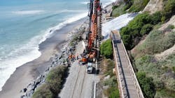 Construction has begun on the catchment wall at Mariposa Point in San Clemente.