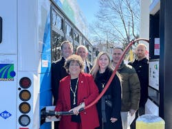 LANTA Executive Director Owen O’Neil (rear right) is joined at the ‘first fill’ event by Shaun Hart, UGIES Vice President (rear left). Front row includes Terry Garcia Crews, Regional Administrator at the Federal Transit Administration; Meredith Biggica, PennDOT Deputy Secretary; John Ryder, PA EPA Deputy Secretary; and LANTA Board Chair Matthew Malozi. LANTA Executive Director Owen O’Neil (rear right) is joined at the ‘first fill’ event by Shaun Hart, UGIES Vice President (rear left). Front row includes Terry Garcia Crews, Regional Administrator at the Federal Transit Administration; Meredith Biggica, PennDOT Deputy Secretary; John Ryder, PA EPA Deputy Secretary; and LANTA Board Chair Matthew Malozi.