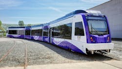 A file photo of a CAF-manufactured Purple Line train.