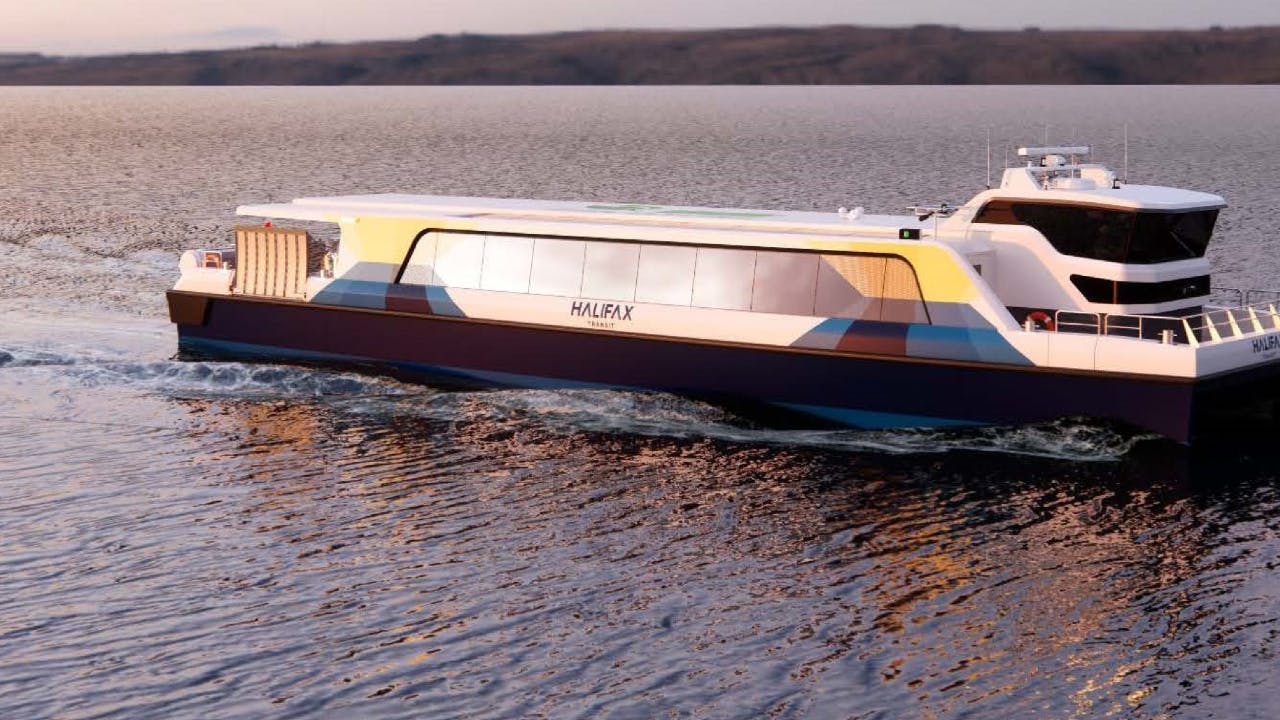 A rendering of an electric Halifax ferry.