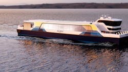 A rendering of an electric Halifax ferry.