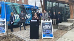 NYSDOT Commissioner Marie Therese⁩ Dominguez speaks at an event in Rome, N.Y., where a state investment of $1 million will support the largest upgrade of Centro&apos;s system in two decades.