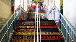 Art on CTA's 18th Station stairwell.