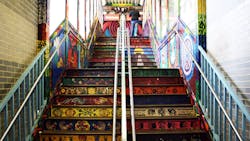 Art on CTA's 18th Station stairwell. Art on CTA's 18th Station stairwell.