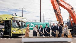 From left to right: Susan Fletcher, administrator, Federal Transit Administration Region Ten, Heena Vahora, co-chair of the King County Metro Mobility Equity Cabinet, King County Metro General Manager Michelle Allison, City of Tukwila, Wash., Mayor Tom McLeod, King County Executive Dow Constantine, Ash Awad, CMO, McKinstry and Dawn Lindell, interim general manager and CEO of Seattle City Light.