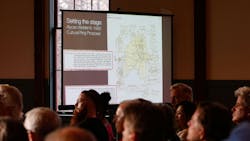 Members of the Inman Park community gather for a panel discussion about transportation on The Beltline at The Trolley Barn in Atlanta on Monday, March 11, 2024.