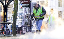 Powerwashing is among cleaning activities at Providence Park MAX Station.
