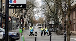 Members of TriMet’s Safety Response Team in downtown Portland. Members of TriMet’s Safety Response Team in downtown Portland.