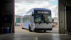 A new battery-electric bus arrives at TriMet’s Columbia Operations Facility. A new battery-electric bus arrives at TriMet’s Columbia Operations Facility.