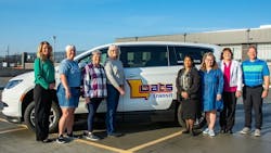 From left to right: Boone Electric Trustee&rsquo;s Amanda Wooden, Kim Stichnote (vice chair), Beverly Steelman, Linda Reed Brown, Cassandra Vinson, Kelly Sharp (secretary), Jill Stedem (OATS transit administrative director) and Gary Anspach (OATS transit regional director).
