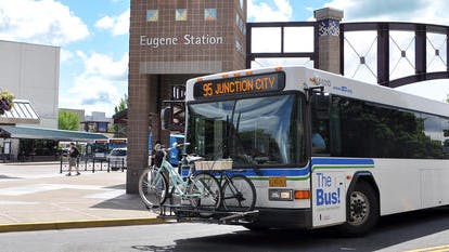 LTD bus in front of Eugene Station.