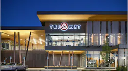 An overhead shot of the new Powell Garage at night.