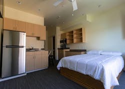 The subsidized housing units resemble hotels with most of them fit for a one person living situation. The subsidized housing units resemble hotels with most of them fit for a one person living situation.