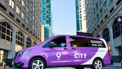 Via's Jersey City microtransit vehicle. Via's Jersey City microtransit vehicle.