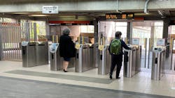 MBTA fare gates.