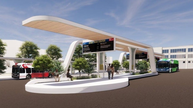the new Multi-modal Transportation Center will include 19 bus bays, indoor and outdoor waiting areas, electric scooters, BikeLNK bikes and indoor restrooms.