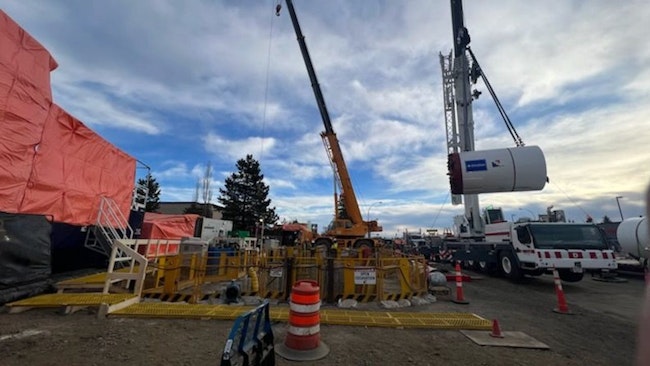 Tunneling work at the Northeast corner of the 23rd Ave. and 111 St. intersection where construction is taking place on Phase 1 of the Capital Line South extension.