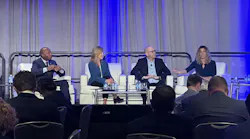 From the panel on implementing AI for mobility solutions at the 2024 APTA Legislative Conference. From left to right: Nat Ford, CEO Jacksonville Transportation Authority, MJ Maynard, CEO Regional Transportation Commission of Southern Nevada, Dan Katz, vice president of public policy, Hayden AI, and Laura Chance, president and CEO, Intelligent Transportation Society of America.